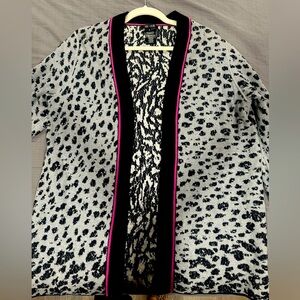 NIC+ZOE Black and Gray Patterned Cardigan with Pink Accent Size PL